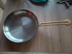 Zware inox steelpan met koperen greep, Huis en Inrichting, Keuken | Potten en Pannen, Ophalen of Verzenden, Zo goed als nieuw