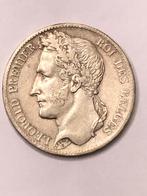 Munt zilver België 5 FR Leopold I jaartal 1833 pos A, Enlèvement ou Envoi, Monnaie en vrac, Argent, Argent