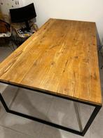 Houten eettafel met zwarte metalen onderstel, Huis en Inrichting, Tafels | Eettafels, Ophalen, 100 tot 150 cm, 200 cm of meer