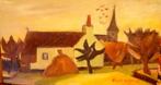 Gustave Franciscus De Smet '' dorpskerk" olieverf op paneel, Antiek en Kunst, Kunst | Schilderijen | Klassiek, Verzenden