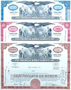 3X PAN AMerican World Airways Inc. (Juan Trippe) 1964-67, Postzegels en Munten, Aandelen en Waardepapieren, Ophalen of Verzenden