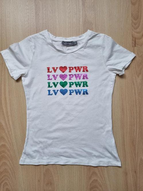 Witte T-shirt met print - Geisha - maat 152, Kinderen en Baby's, Kinderkleding | Maat 152, Zo goed als nieuw, Meisje, Shirt of Longsleeve