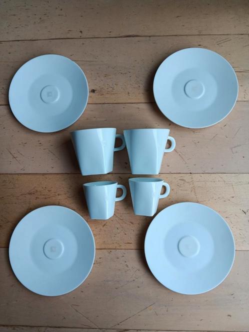 ZGAN 4x Nespresso Big Game kopjes schoteltjes, Huis en Inrichting, Keuken | Servies, Zo goed als nieuw, Boerenbont, Aardewerk