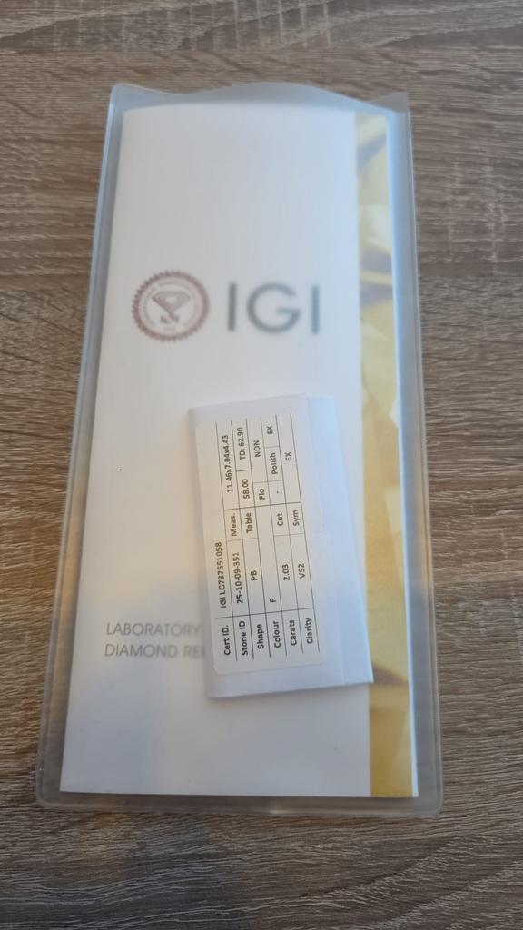 Diamant-peer geslepen 2 cts - IGI gecertificeerd  F VS2, Handtassen en Accessoires, Edelstenen, Nieuw, Ophalen of Verzenden