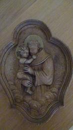 Houten reliëf met afbeelding van Sint Antonius en het Kindje, Antiek en Kunst, Ophalen of Verzenden