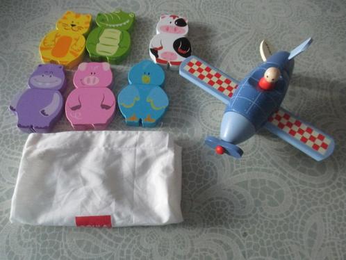 6 houten magneet figuurtjes en ook magneetvliegtuig van jano, Kinderen en Baby's, Speelgoed | Educatief en Creatief, Zo goed als nieuw