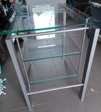 stevige glazen design meubel / tv tafel zonder beschadiging, Comme neuf, Métal, 25 à 50 cm, 50 à 100 cm
