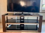 Donker bruin/zwart TV meubel, Huis en Inrichting, Kasten |Televisiemeubels, Ophalen, 100 tot 150 cm, Glas, Klassiek
