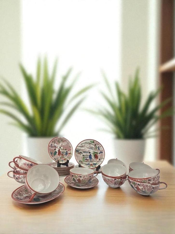 Antiek Japans servies — Handgeschilderde kopjes en borden, Antiek en Kunst, Kunst | Niet-Westerse kunst, Ophalen of Verzenden