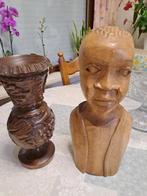 hout beelden en vaas, Huis en Inrichting, Ophalen