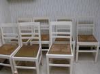 8 x massieve beuken keukenstoelen met biezen zitting, Huis en Inrichting, Stoelen, Ophalen, Wit