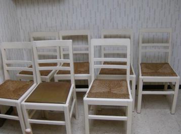 8 x massieve beuken keukenstoelen met biezen zitting beschikbaar voor biedingen