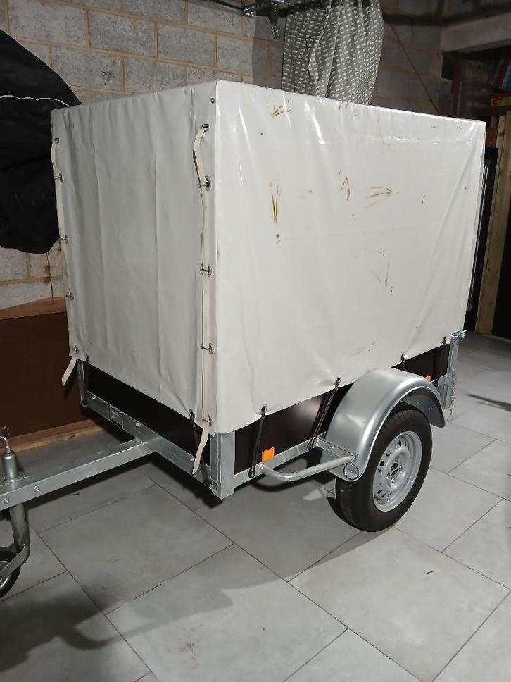 Remorque/porte échelle/bâche haute/2 rampes/anti-vol, Autos : Divers, Remorques, Comme neuf, Enlèvement