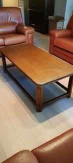 Salontafel eik met glas, Huis en Inrichting, Tafels | Salontafels, Ophalen, Klassiek, 50 tot 100 cm, Zo goed als nieuw