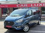 Ford Tourneo Custom 2.O LONG TITANIUM VIP CAM GPS 9PLACES, Auto's, Parkeersensor, Stof, 4 cilinders, Blauw