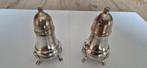 Vintage verzilverde zout- en pepervaatjes op pootjes, Ophalen of Verzenden
