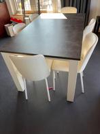 Keukentafel wit met kunststoffen blad met steen-look 150x90, Huis en Inrichting, Tafels | Eettafels, Ophalen, Gebruikt, 50 tot 100 cm