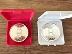 250 Frank - Boudewijn 25 Jaar Koning België (1NL+1FR+DOOSJE), Ophalen of Verzenden, Metaal, Zilver