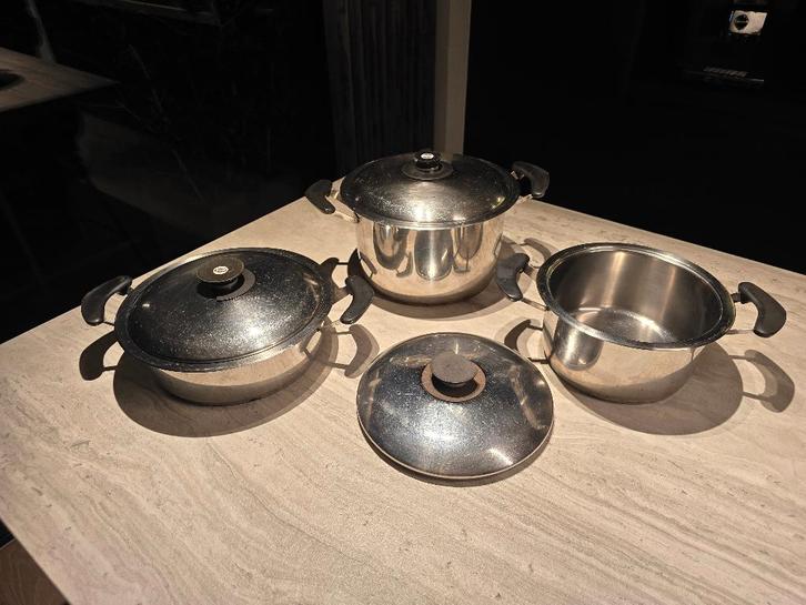 Kookpotten AMC (3 Stuks), Huis en Inrichting, Keuken | Potten en Pannen, Gebruikt, Inox, Keramische plaat, Ophalen
