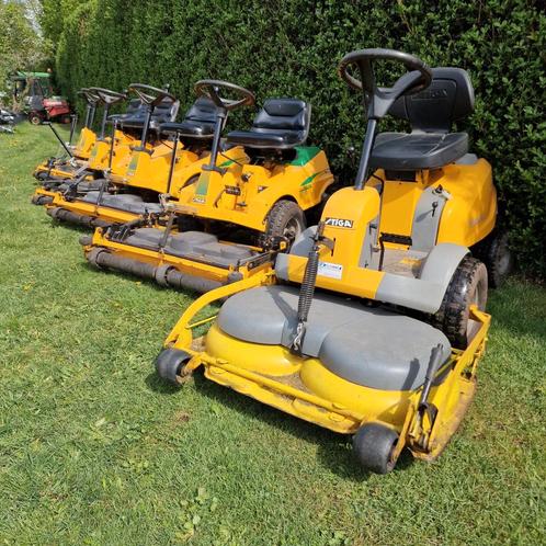 Diverse Stiga zitmaaiers, frontmaaiers, mulch, vanaf €475,-, Tuin en Terras, Grasmaaiers, Zo goed als nieuw, Elektrische starter