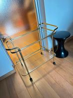Vintage messing serveerwagen, Huis en Inrichting, Ophalen, Hollywood regency klinkt chic !, Gebruikt, Glas