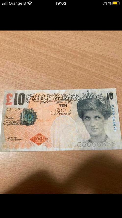 Banksy Lady Di Fenner 10 pounds Uk .Rare !, Timbres & Monnaies, Billets de banque | Europe | Billets non-euro