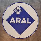 Aral emaille benzinepomp reclame bord shell gulf fina caltex, Reclamebord, Ophalen of Verzenden, Zo goed als nieuw