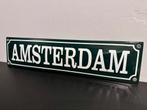AMSTERDAM EMAILLEBORD KWALITEITS-EMAILLE GROEN/WIT 33,5x8,5, Ophalen of Verzenden, Zo goed als nieuw