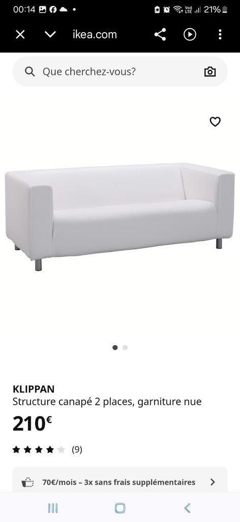 Canapé IKEA KLIPPAN 2 places – Blanc, Maison & Meubles, Canapés | Sofas & Chaises Longues, Enlèvement
