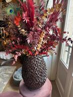 Italien Grand vase en verre fait main avec de fausses fleurs, Maison & Meubles, Enlèvement, Comme neuf