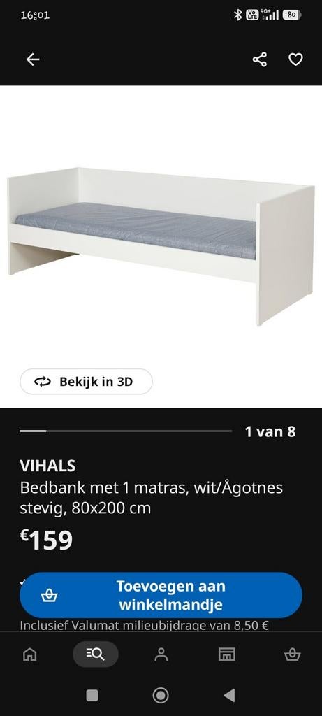 Slaapbank Ikea met matras en lattenbodem, Ophalen