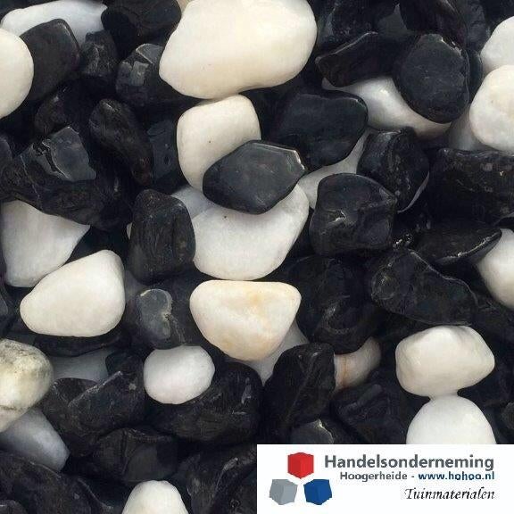 Panda grind afgeronde antraciet zwart wit siergrind contrast, Tuin en Terras, Grind, Keien en Split, Verzenden, Nieuw, Multi, Grind