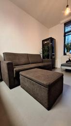 Luxe Sleepy Slaapbank + Pouf Koffer – Zo goed als nieuw, Ophalen, Bruin, Tweepersoons, Zo goed als nieuw