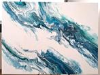 Abstract Modern Acryl canvas 90*120cm - blauw wit, Enlèvement