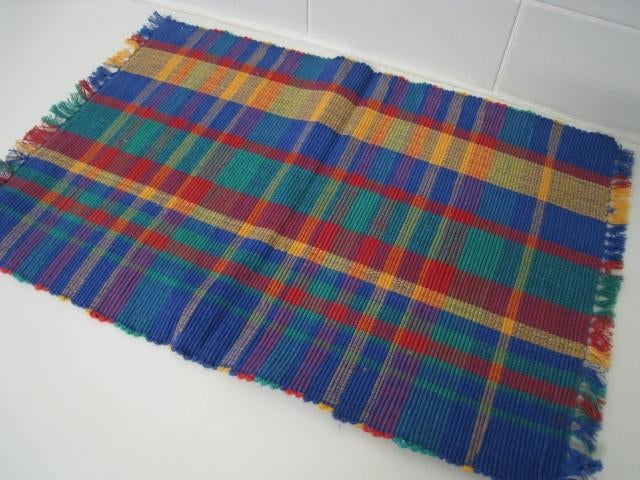 Placemat met gekleurde vierkanten, met franjes, 51x33cm, Ophalen