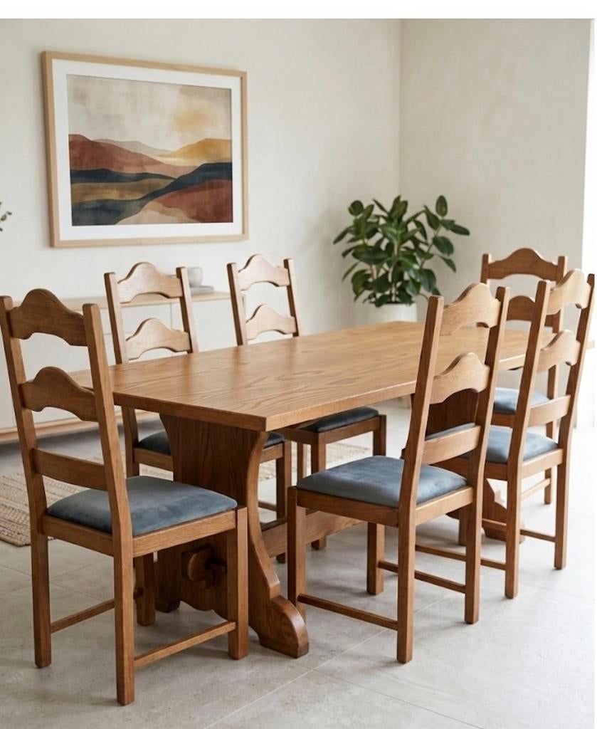 Salle à manger en chêne massif + 6 chaises, Maison & Meubles, Salles à manger complètes