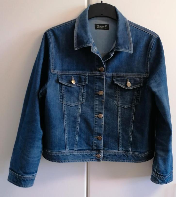 Blauw jeansvestje met kraag van Romano, maat 40, Kleding | Dames, Spijkerbroeken en Jeans, Zo goed als nieuw, Blauw, Ophalen of Verzenden