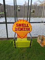Planche bombardée en émail Shell Benzin.48x48cm, Enlèvement ou Envoi, Utilisé, Panneau publicitaire