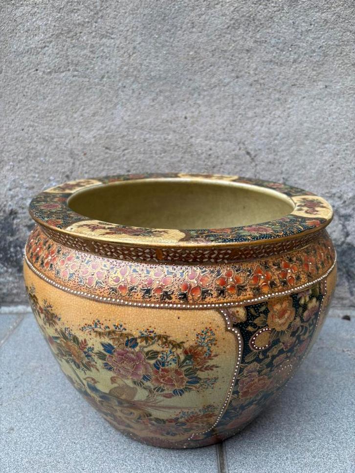 Antiek Japanse Satsuma fish bowl/jardiniere, Antiquités & Art, Antiquités | Céramique & Poterie, Enlèvement