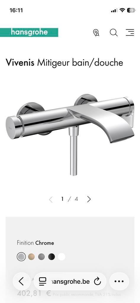 Hansgrohe Vivenis wandkraan NIEUW!, Ophalen, Zo goed als nieuw, Chroom, Douche