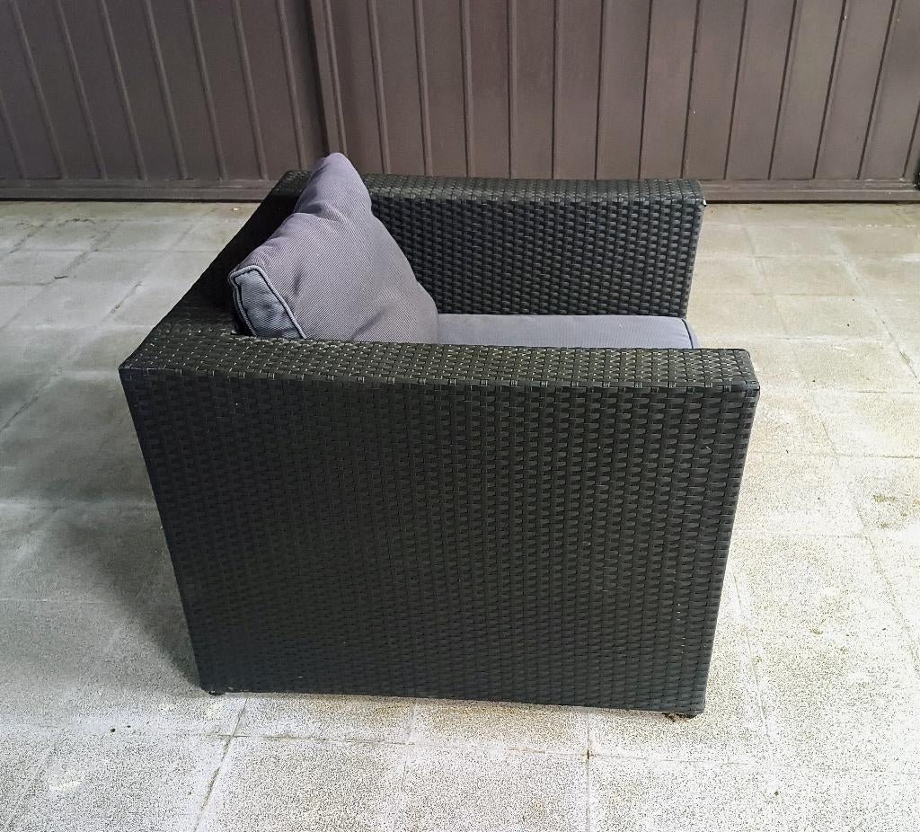 Chaise longue avec coussin - anthracite - 87 x 84 x 66 cm, Osier, Chaise, Comme neuf, Enlèvement