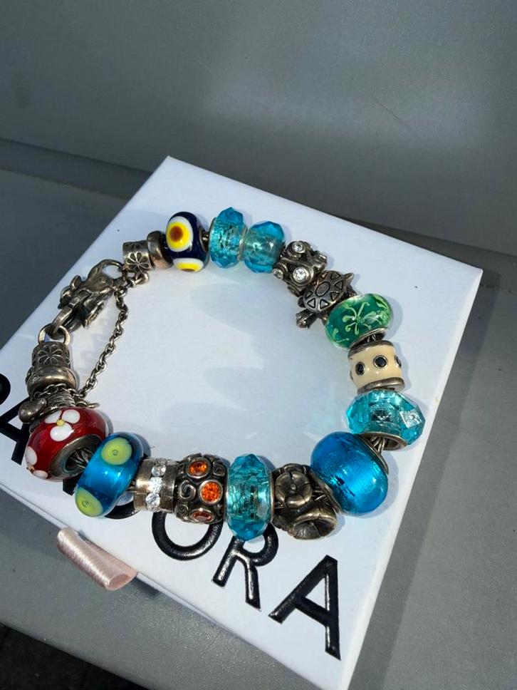Originele Pandora armband met 11 charms + doosje, Handtassen en Accessoires, Armbanden, Ophalen of Verzenden