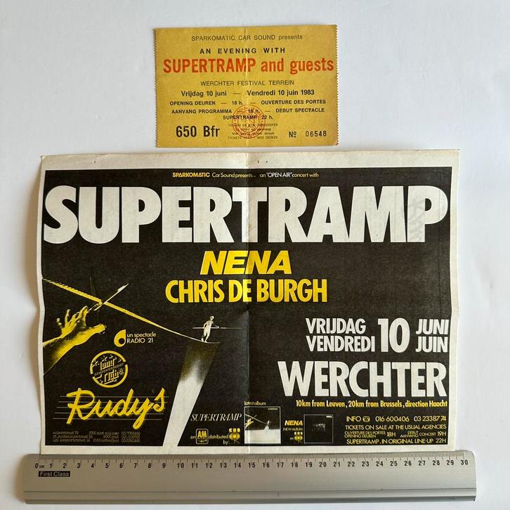 Supertramp : concert Festivalpark Wechter 1983, Collections, Musique, Artistes & Célébrités, Utilisé, Autres types, Envoi