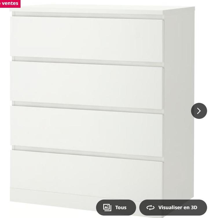 Commode Malm Ikea 4 tiroirs, Maison & Meubles, Armoires | Commodes, Enlèvement