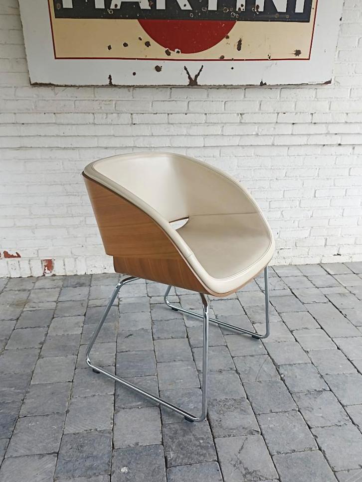 Set van 4 hülsta D5 designstoelen, Maison & Meubles, Chaises, Utilisé, Quatre, Bois, Cuir, Autres couleurs, Enlèvement