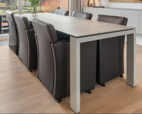 Eettafel + stoelen, Huis en Inrichting, Tafels | Eettafels, Ophalen, Overige materialen, 200 cm of meer, 50 tot 100 cm