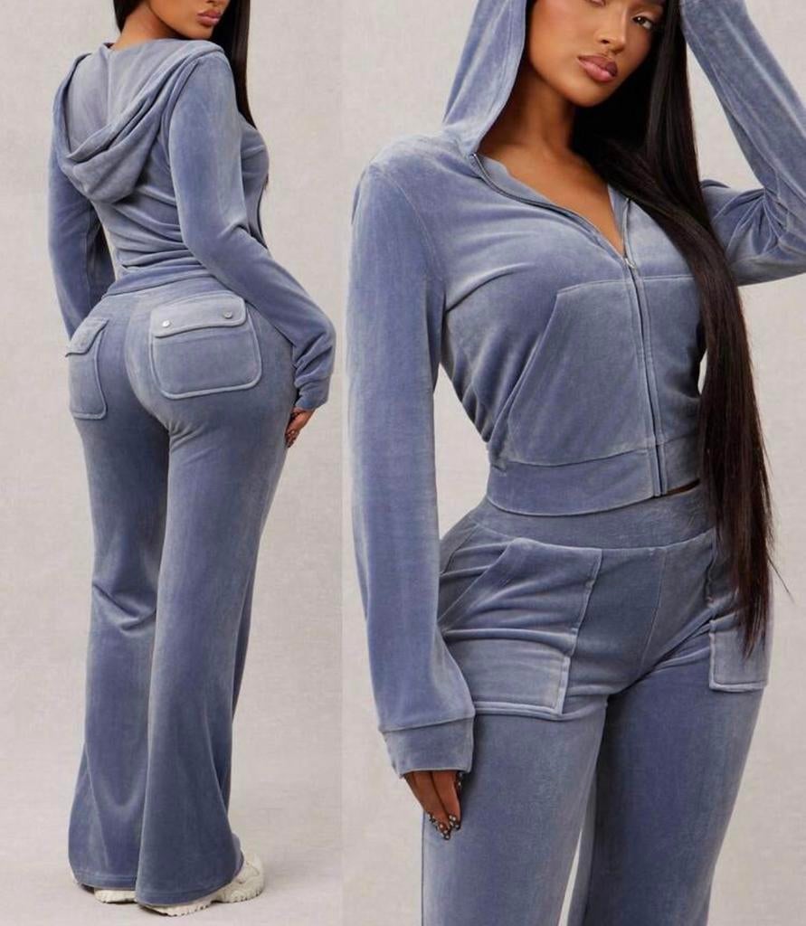 Y2K Style Velour Tracksuit – Blue Velvet, Kleding | Dames, Sportkleding, Nieuw, Fitness of Aerobics, Maat 34 (XS) of kleiner, Verzenden