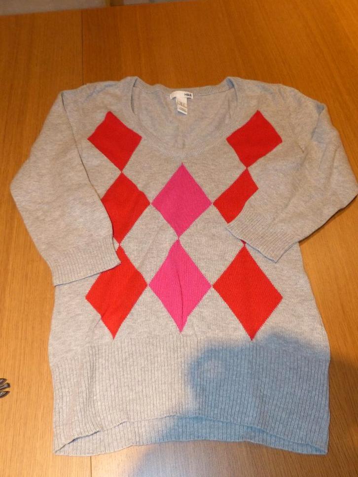 Pull gris/rouge H&M - taille S, Vêtements | Femmes, Pulls & Gilets, Comme neuf, Taille 36 (S), Rouge, Enlèvement ou Envoi