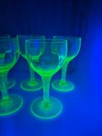 5 uranium glas uraline gele glaasjes uraniumglas, Ophalen of Verzenden