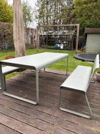 Fermob Bellevie tafel + banken, Jardin & Terrasse, Enlèvement, Utilisé, Carré, Aluminium